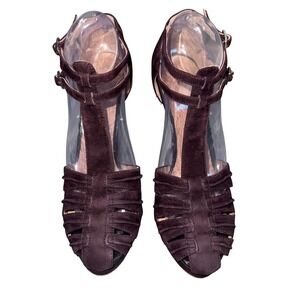 Joie Plum Suede Caged Platform Stiletto Heels Peep Toe Strappy Sandals Size 40